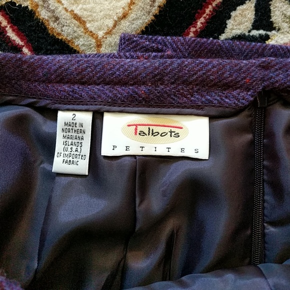 Talbots Purple Herringbone Wool Skirt - Picture 4 of 5